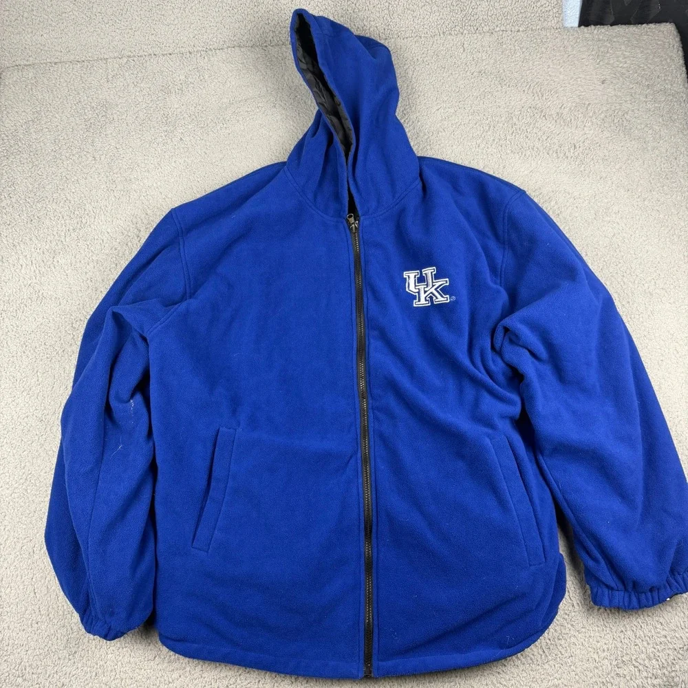 Kentucky Wildcats Jacket Mens XL Black Blue Reversible Fleece Windbreaker BMOC